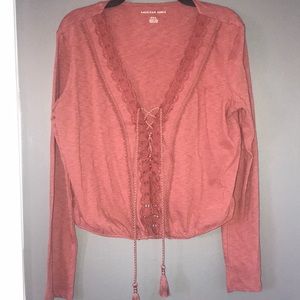 Beautiful pink tie crop top